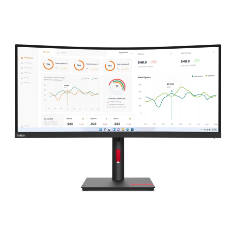 Ecran ThinkVision T34w-30 Moniteur Incurvé Ultra-Large QHD 34 Pouces 12M 63D4GAT1EU