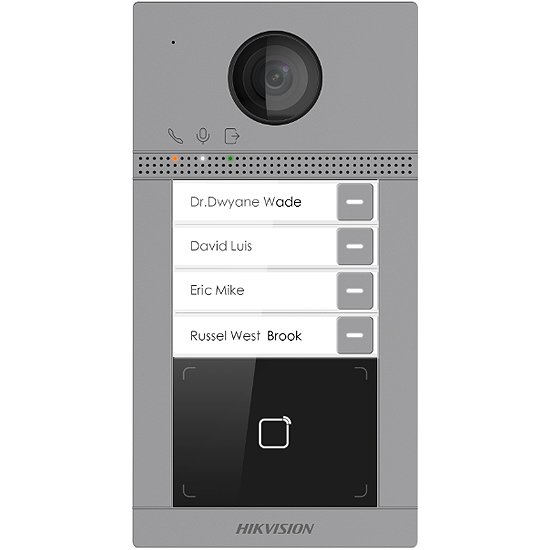 Interphone Vidéo sans Fil avec Lecteur de Badge 4 Boutons D'appel DS-KV8413-WME1(B)