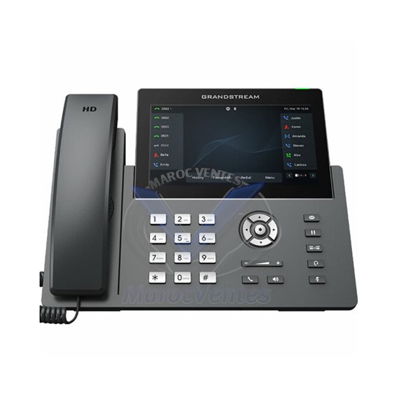 Téléphone IP Professionnel 6 Comptes SIP 12 Lignes Ecran Tactile Capacitif LCD TFT 7" GRP2670